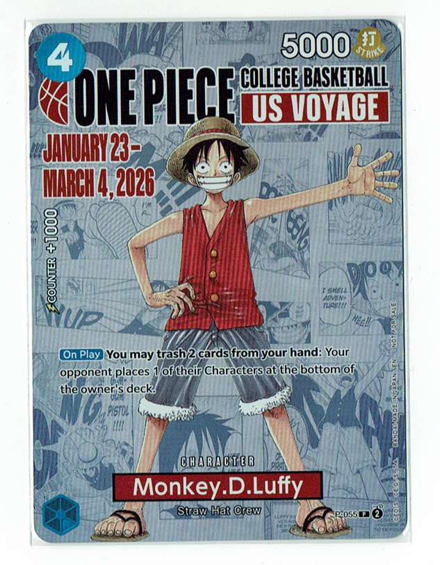 2026 ONE PIECE PROMOS COLLEGE BASKETBALL US VOYAGE MONKEY D. LUFFY